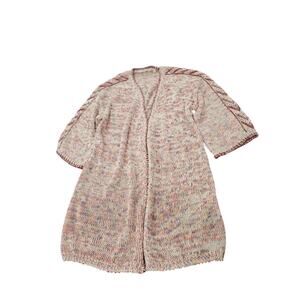 Soft Surroundings Multicolor Knit Open Cardigan - Pink, Cream, Tan